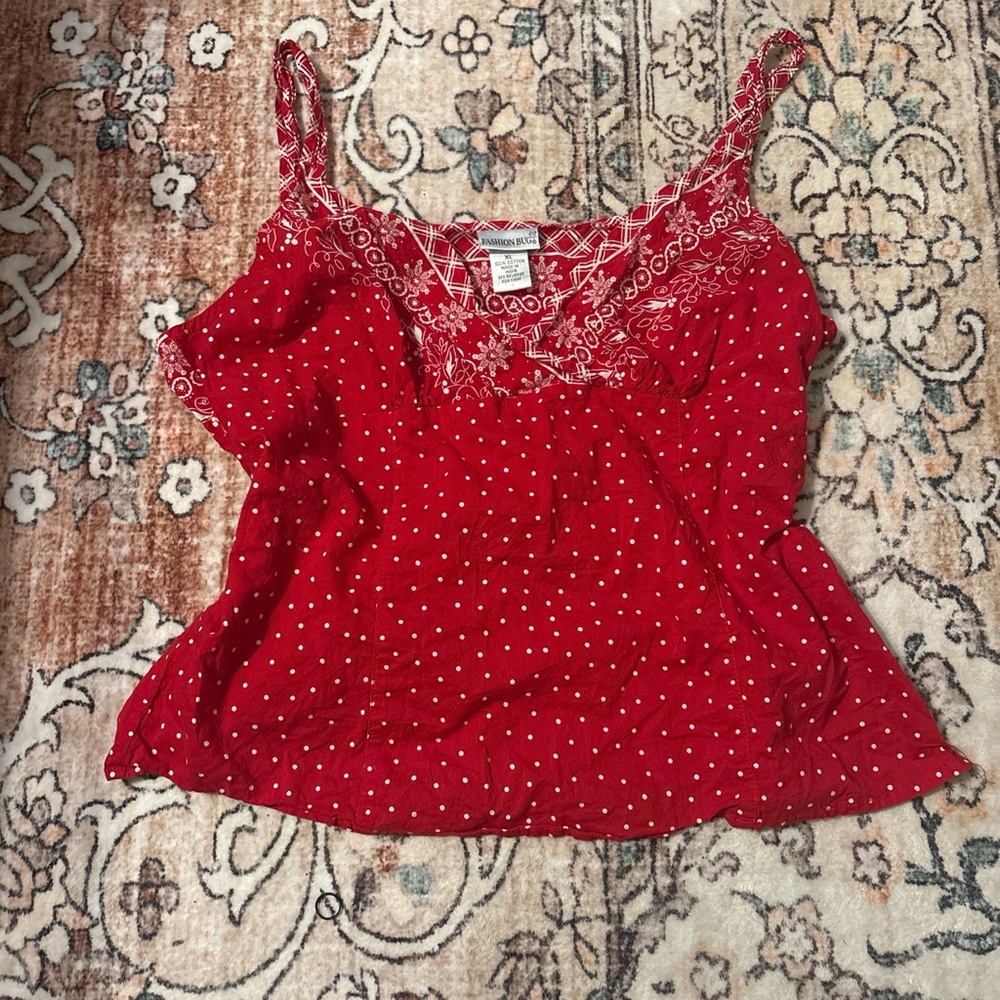 Fashion Bug Red and White Polka Dot Camisole